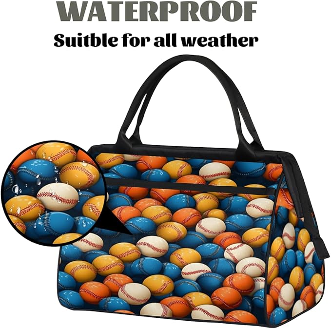Colorful Baseball Overnight Weekender Bag for Women Men Travel Duffel Bags Waterproof Luggage Carry on Sports Yoga Gym Bag