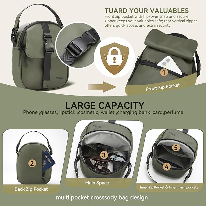 chitobae Lightweight Crossbody Bags for Women,Waterproof Anti-thief Handbags,Shoulder Purse for Travel Shopping