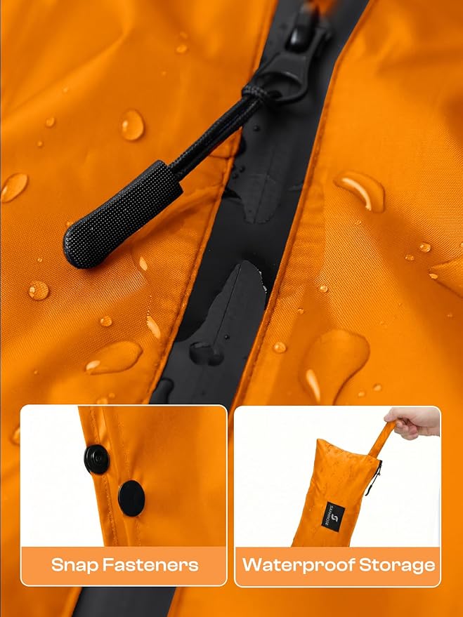 SaphiRose Lightweight Waterproof Rain Poncho for Adults with Hood Portable Rainwear for Outdoor