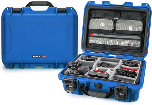 NANUK 920 Pro Photo Kit – Waterproof Travel Camera Hard Case with Padded Dividers & Lid Organizer, 16.7” x 13.4” x 6.8”, Dustproof & Impact-Resistant, Airline Carry-On Approved – Blue