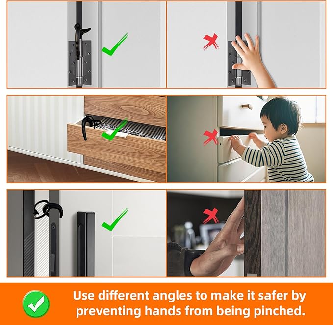 Hawsam 6 Pack First Responder Door Stops Black Door Stoppers Security Baby Proof Door Handle Stopper Door Finger Pinch Guard Door Jammer Door Stoppers for Top of Door,Law Enforcement,Police