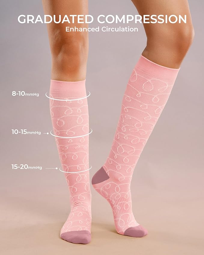 FITRELL 4 Pairs Compression Socks for Women & Men, 15-20mmHg Circulation Support for Athletic Travel Daily Wear