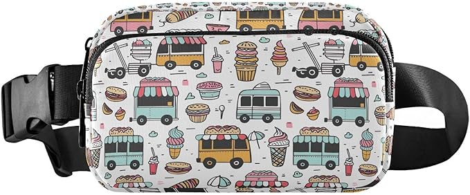 Kawaii Ice Cream Bus Fanny Pack for Women Men Water Resistant Fashion Waist Packs with Adjustable Strap Belt Bag for Travel Workout Jogging Hiking 21220298