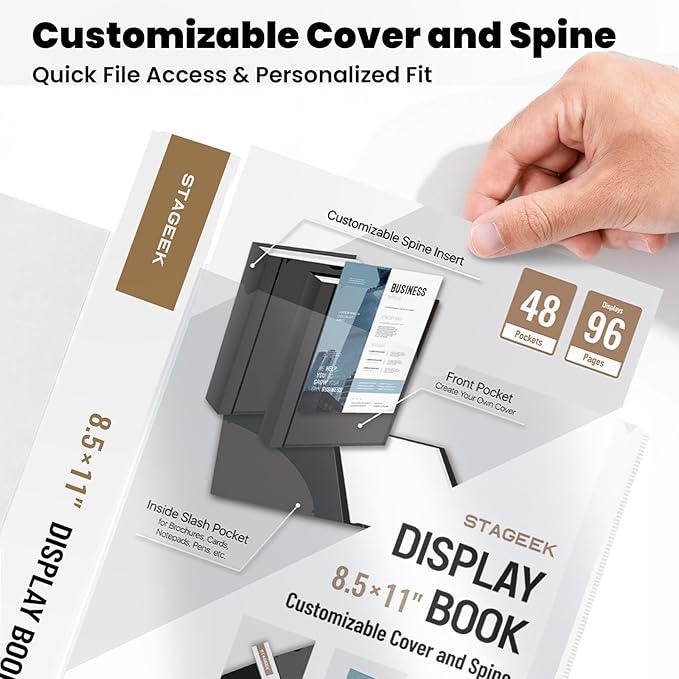 48-Pocket Portfolio Binder Display 96 Pages, 8.5x11 Binder with Plastic Sleeves, Art Portfolio Folder with Clear Sheet Protectors, Presentation Book for Artwork, Document Organizer