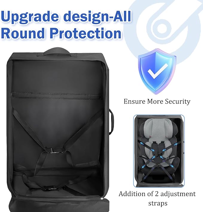 Upgrade Car Seat Travel Bag for Airplane With Wheels, Carseat Travel Bag for Airplane, Car Seat Travel Bag With Wheels, Wheeled CarSeat Travel Bag For Graco for Heavy-Duty Protection for Air Travel