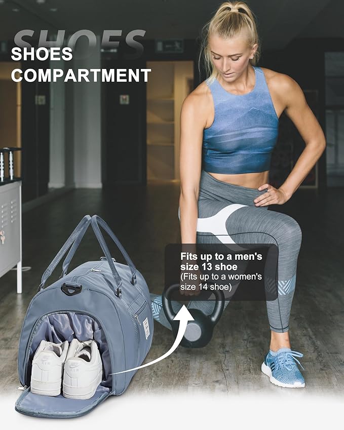 Gym Bag Womens Mens with Shoes Compartment and Wet Pocket Travel Duffel Bags for Women for Plane Sport Gym Tote Bag with Toiletry Bags Waterproof Weekend Overnight Carry on Bag Hospital Holdalls