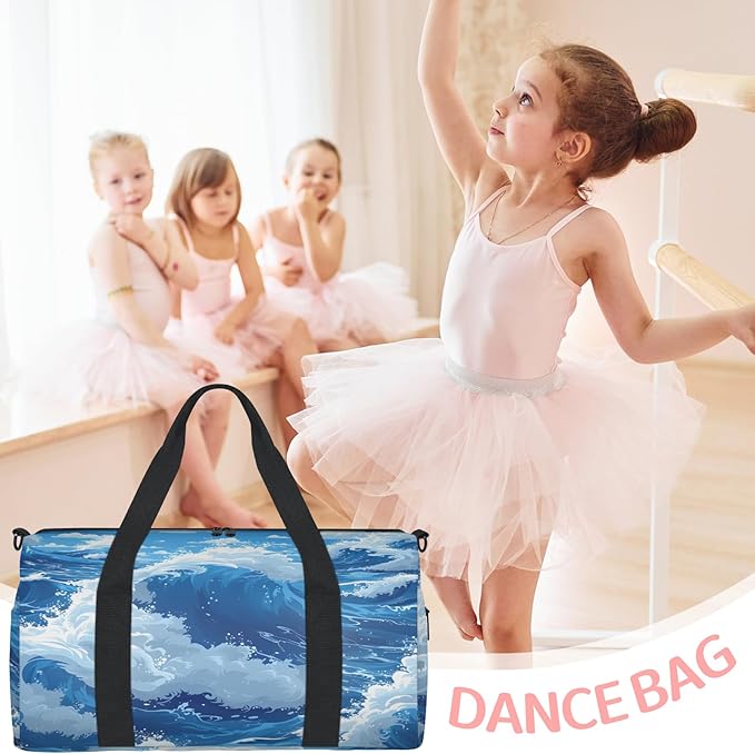 Waves Travel Duffle Bag for Women Men, Overnight Weekender Bag, Carry on Tote for Sport Gym