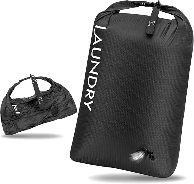 Compression Laundry Bag for Travel, Dirty Clothes Travel Laundry Bags, Waterproof Space-Saving Wet Clothes Storage Organizer, Smell Proof Laundry Bag Camping, Clothing, Swimming, Yoga, Gym