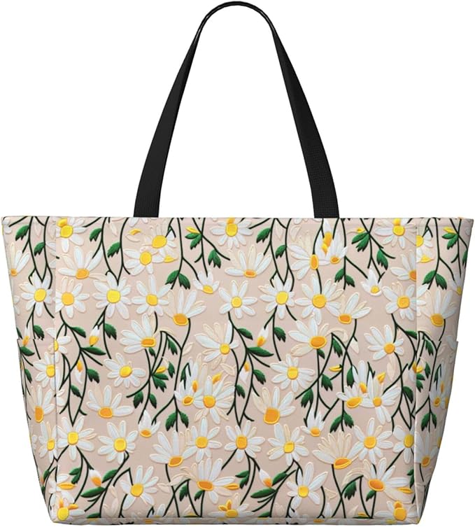 Large Beach Bag for Women Waterproof Foldable Travel Shoulder Tote Bag with Pocket for Weekender Pool Vacation