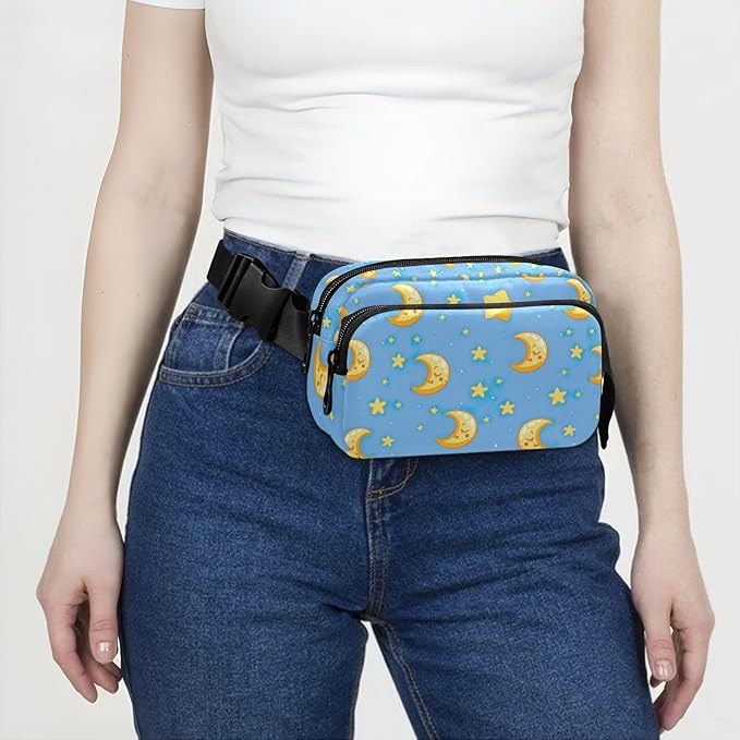 Moons Stars Fanny Pack for Women Men Water Resistant Fashion Waist Packs with Adjustable Strap Belt Bag for Travel Workout Jogging Hiking 21219039