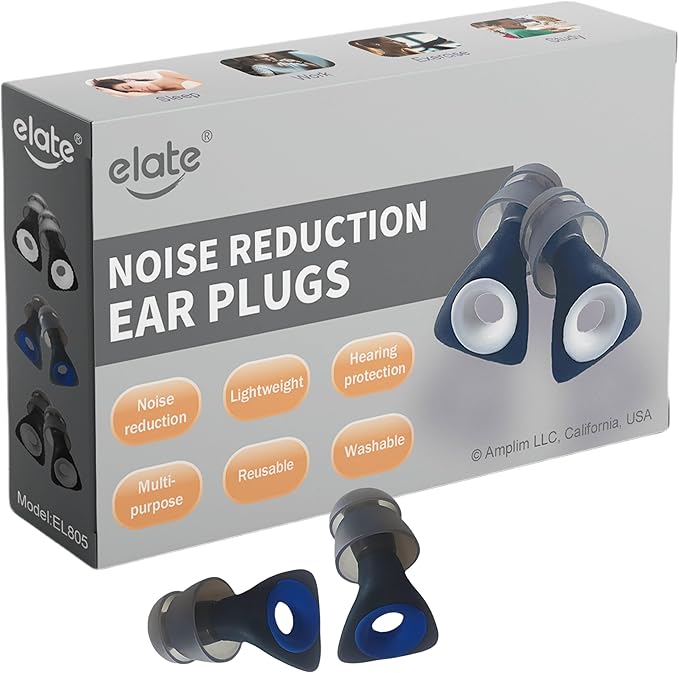 Elate Fashionable Customizable Silicone Ear Plugs with 3 Interchangeable Color Rings Stylish Hearing Protection for Sleep, Study, Travel, Autism, ADHD, Concerts & Swimming - Black