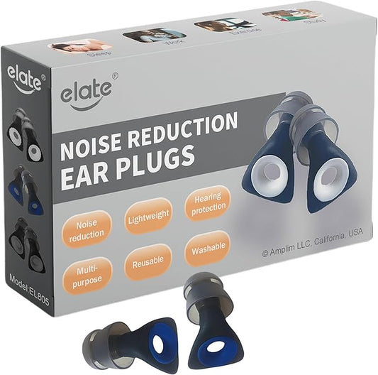 Elate Fashionable Customizable Silicone Ear Plugs with 3 Interchangeable Color Rings Stylish Hearing Protection for Sleep, Study, Travel, Autism, ADHD, Concerts & Swimming - Black