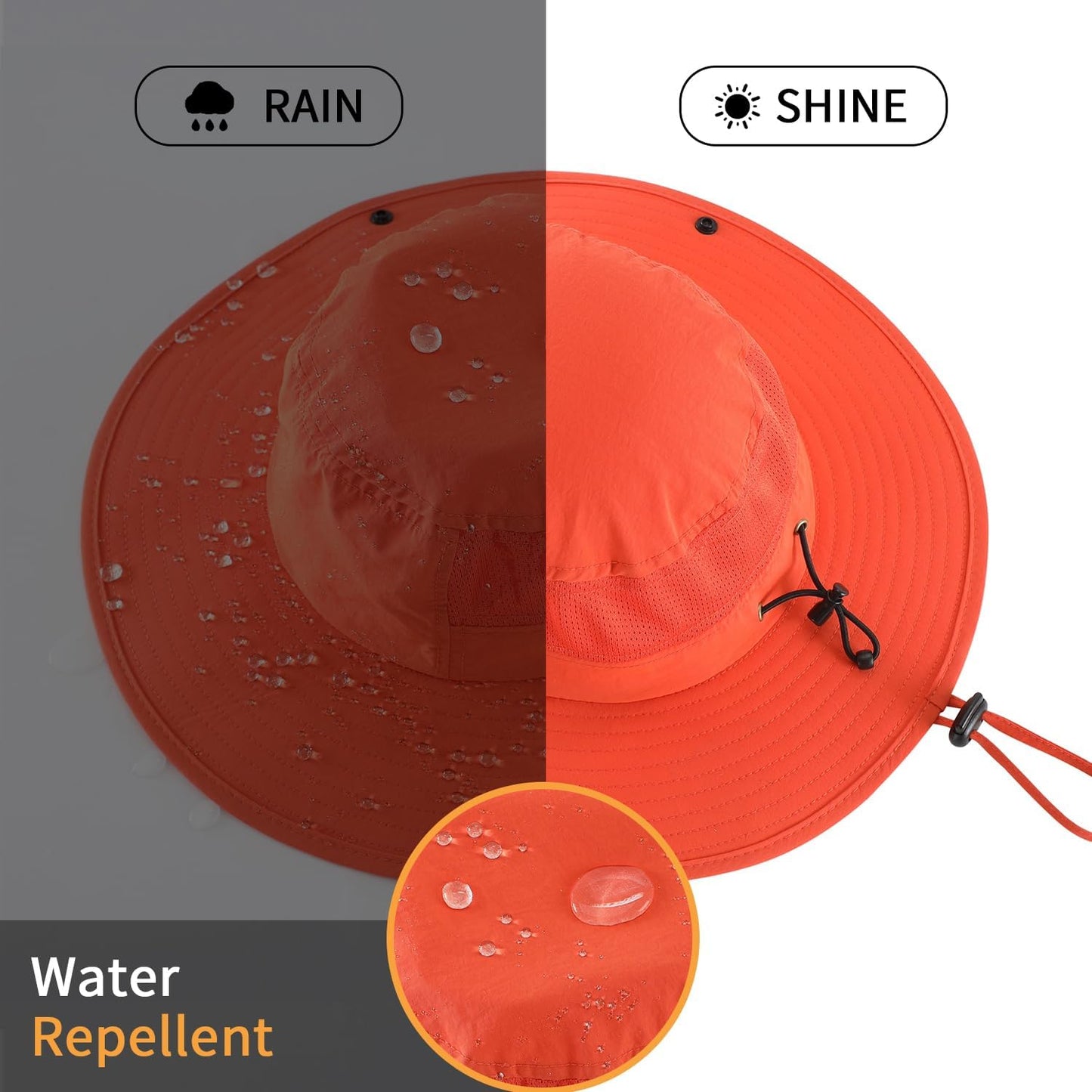 Home Prefer UPF50+ Mens Sun Hat Wide Brim Womens UV Protection Beach Bucket Hat for Fishing Hiking Snap Up Cowboy Hat