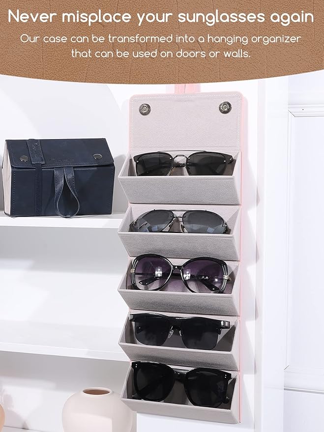 Sunglasses Travel Case Organizer Hangable for Men Women, Eyeglasses Foldable Storage Organizer