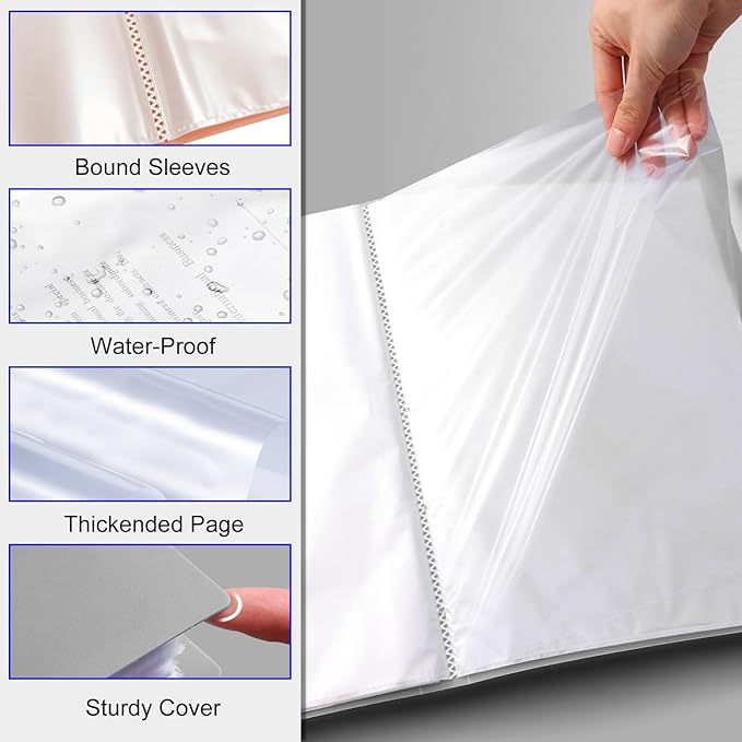 Presentation Binder with Clear Plastic Sleeves, Folder for Artwork, 60 Pockets Display 120 Pages of 8.5 X 11 or A4 Size Documents, Black