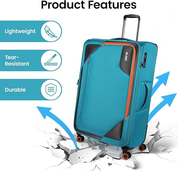 Suitcases with Wheels 32 inch Luggage,Large Softside Suitcase Expandable 20% w/TSA LOCK,Lightweight Travel Suitcase for Men/Women（SkyBlue,32in）