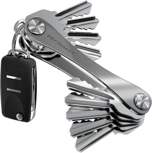 KEYSMART Key Holder for Keychain - Compact Key Organizer for Key Chain, Minimalist Clutter-Free EDC Keychains, Key Ring for Car Fobs Key Chains, Expandable (Up to 14 Keys, Titanium)