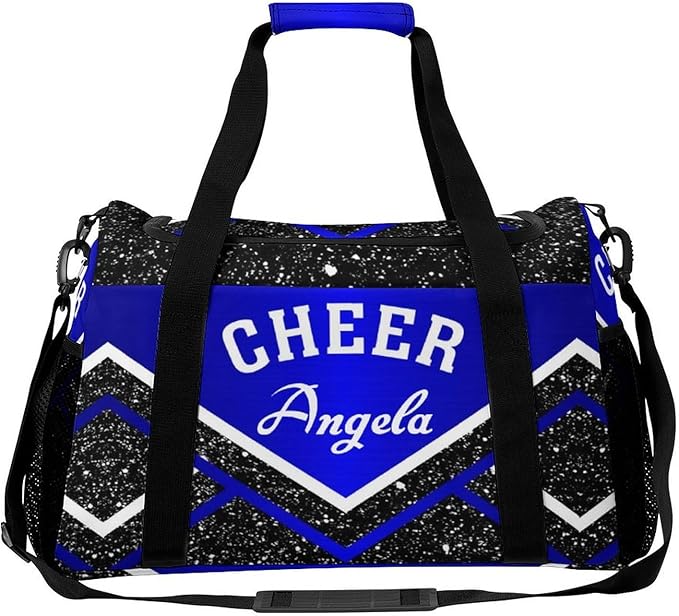 Cheer Navy Blue Cheerleading Black Crossbody Bag Waterproof Lightweight Duffel Bag Gym Dance Sport Perform Training Bag for Teens Women Men