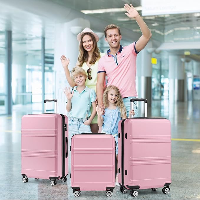 Kono 20" Carry on Luggage with Spinner Wheel TSA Lock, Lightweight PC+ABS Hardside Luggage Durable Small Carry on Suitcase Pink
