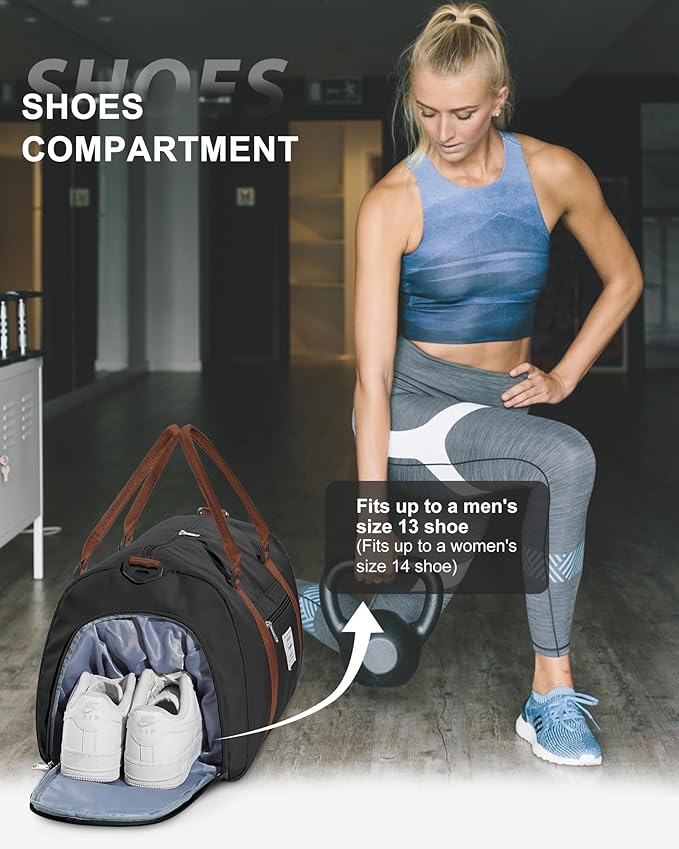 Gym Bag Womens Mens with Shoes Compartment and Wet Pocket Travel Duffel Bag for Women for Plane Sport Gym Tote Bags with Toiletry Bag Waterproof Weekend Overnight Carry on Bag Hospital Holdalls