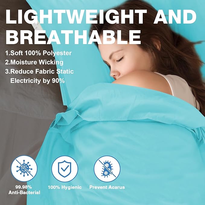 Sleeping Bag Liner, Travel Sheets & Adult Sleep Sack, Ultralight and Portable Summer Sleeping Bag - Ideal for Backpacking, Hotels and Hostels, Business Trips, Camping