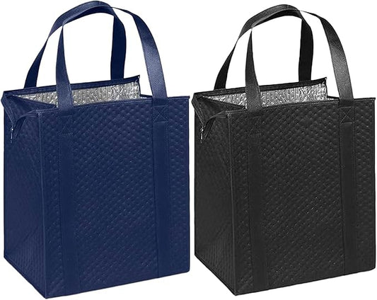 Mediz Hannah Direct Large Capacity Heavy Duty Insulated Smart Shopping Bag - Strong Reusable Grocery Tote 2 Pack