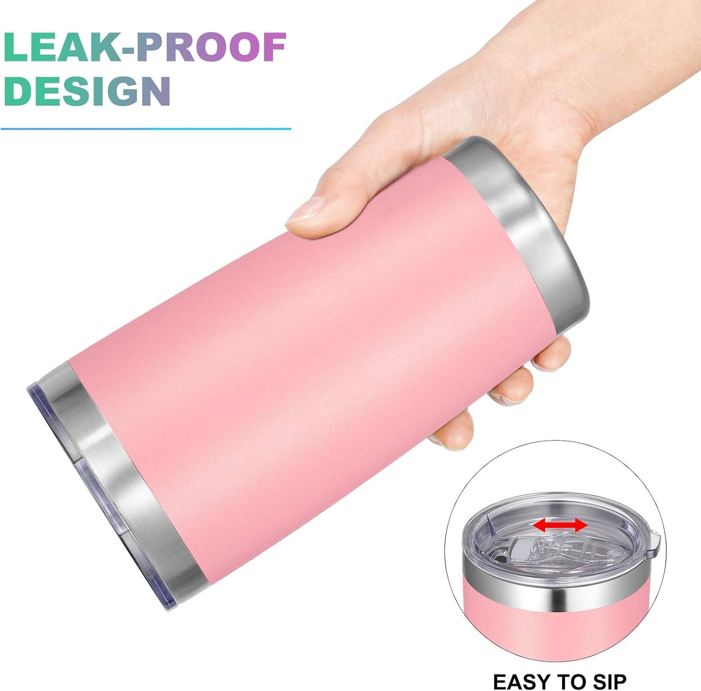 VEGOND 20oz Tumbler with Lid and Straw Stainless Steel Tumbler Cup Vacuum Insulated Double Wall Travel Coffee Mug Powder Coated Coffee Cup(Pink 1 Pack)