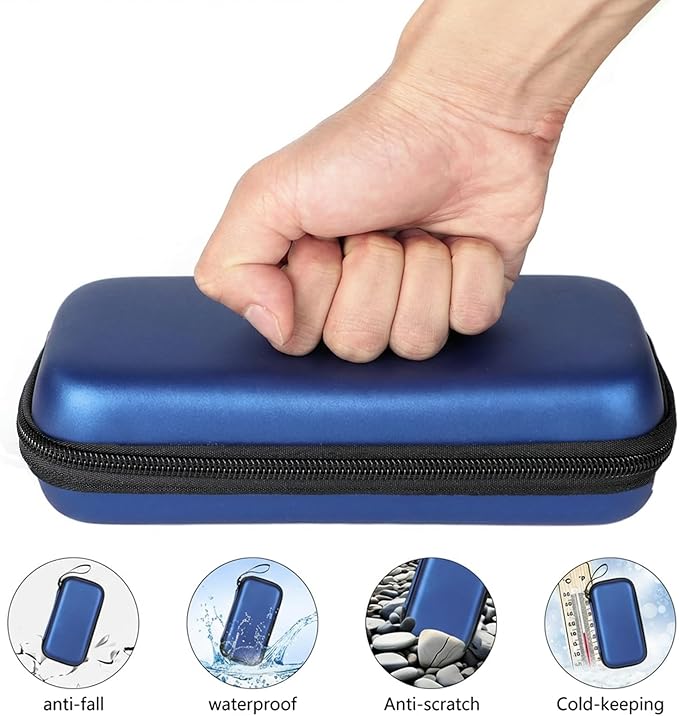 Insulin Cooler Travel Case,EVA Insulation Travel Medicine Kit with 2 Ice Packs for Diabetes Care,Insulin Pen and Other Diabetic Supplies (Blue)