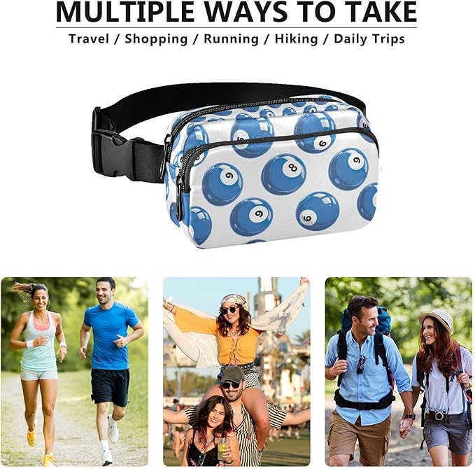 Funny Snooker Fanny Pack for Women Men Water Resistant Fashion Waist Packs with Adjustable Strap Belt Bag for Travel Workout Jogging Hiking 21220369