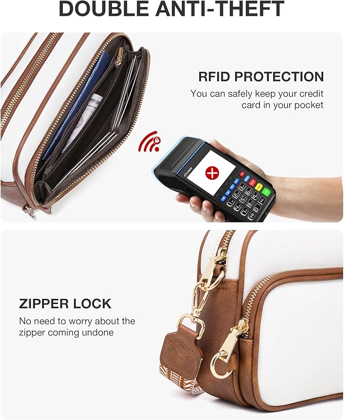 CHOLISS Small Purses for Women, Travel Purses Anti Theft Crossbody Bags for Women, Vegan Leather Adjustable Wide Guitar Strap | Travel Purses, Anti Theft, Adjustable, Wide Guitar Strap