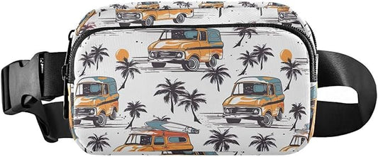 Beach Coconut Tree Surf Trucks Fanny Pack for Women Men Water Resistant Fashion Waist Packs with Adjustable Strap Belt Bag for Travel Workout Jogging Hiking 21219396