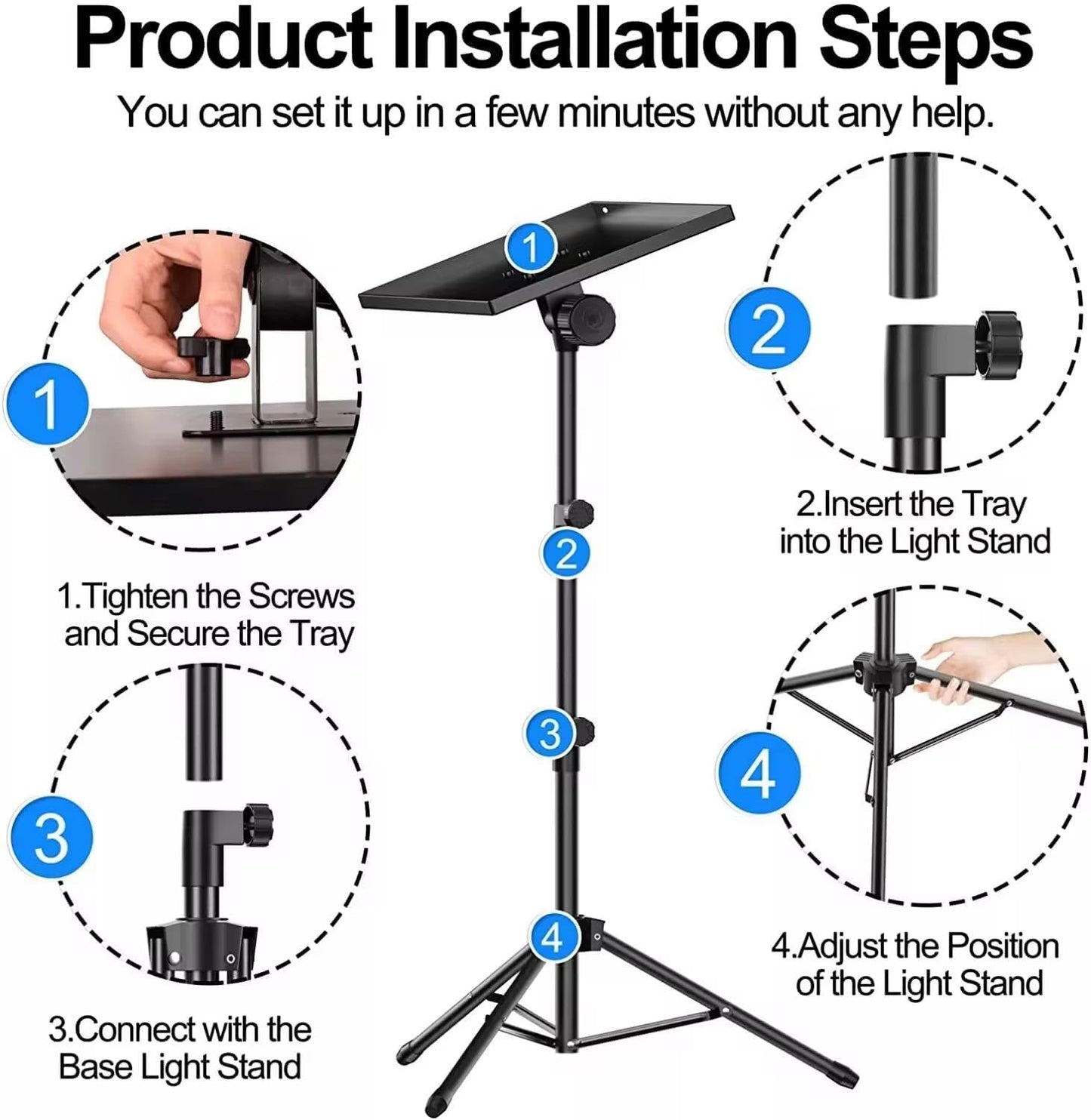 Spark Living-Portable Laptop Tripod Stand – Adjustable Height & Durable Design for Work or PresentationsFoldable Laptop Stand Tripod – Lightweight & Sturdy for Desk or Travel