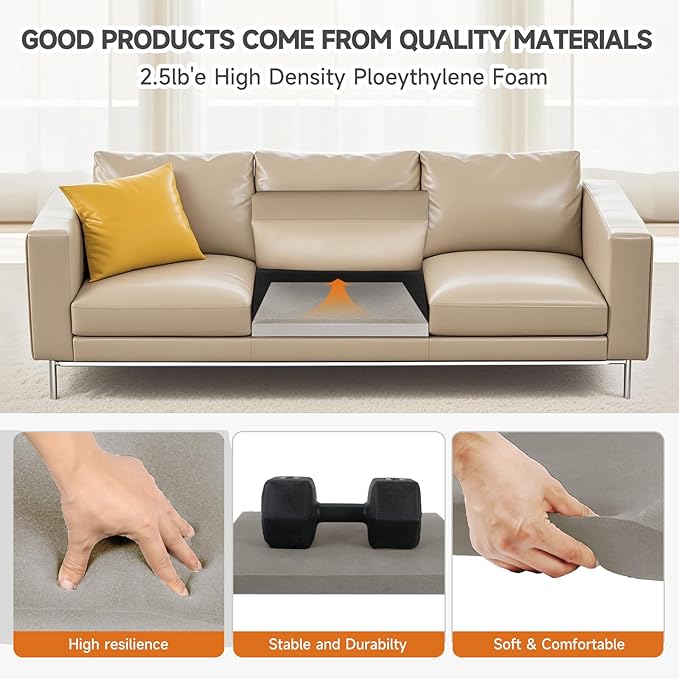 20"x20"Couch Cushion Support for Sagging Seat, Trapezoid 40D High Density Foam Couch,Sofa Cushion Support Replacement for Furniture Sagging, Grey(2PCS)