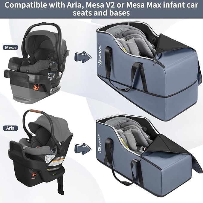 Car Seat Travel Bag Compatible with UPPAbaby Aria and Mesa, Infant Car Seat Travel Bag Car Seat Cover for Airplane Travel (Grey)