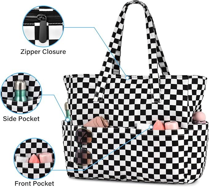 oscaurt Beach Bags for Women Large Waterproof Sandproof Beach Tote Swim Pool Bag with Zipper for Travel Vacation Essentials