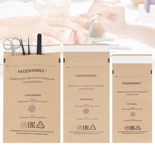 100Pcs Disposable Self-Sealing Sterilizer Pouches for Nail Tool,LXIANGN Dry Heat Autoclave Nail Tools Sterilizer Bags Kraft Paper Cleaning Bags For Dentist Tools and Nail Art Supplies (130MM x 200MM)