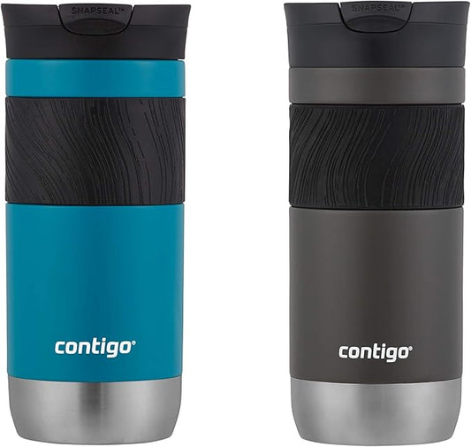 Contigo Byron 2.0 Stainless Steel Travel Mug with SNAPSEAL Lid 16oz. 2 Pack Sake/Juniper