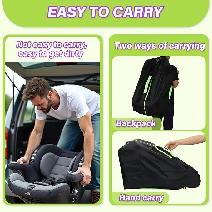 Saranna Car Seat Travel Bag for Airplane: Car Seat Bags for Air Travel Fit All Car Seats, Infant Carriers & Booster Seats,Large Car Seat Bags for Air Travel with Shoulder Straps and 2pcs Luggage Tags