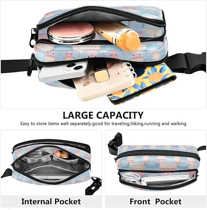 Cute Bubble Tea Fanny Pack for Women Men Water Resistant Fashion Waist Packs with Adjustable Strap Belt Bag for Travel Workout Jogging Hiking 21219749