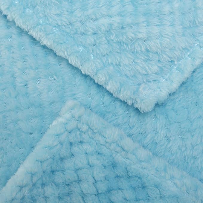 Fuzzy Throw Blanket, Plush Fleece Blankets for Adults, Toddler, Boys and Girls, Warm Soft Blankets and Throws for Bed, Couch, Sofa, Travel and Outdoor, Camping (40”×60”, Ice Blue)
