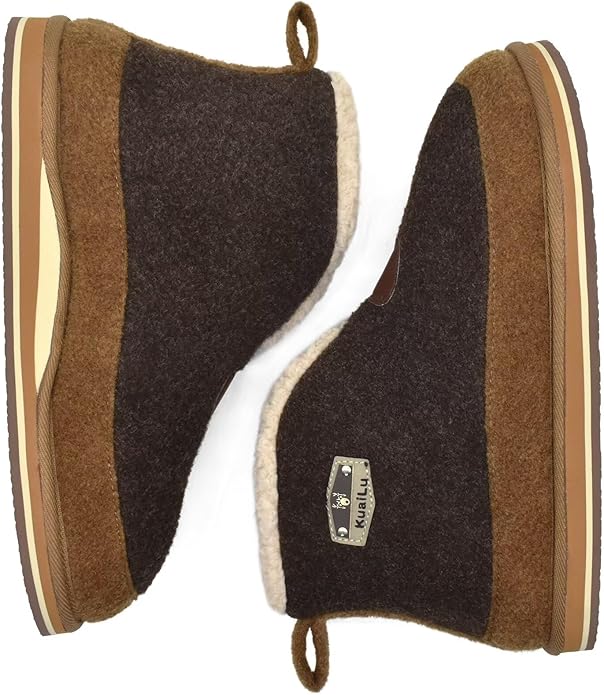 KuaiLu Mens House Slippers Booties Cozy Memory Foam Boots Warm Plush Lining Winter Felt Home Bedroom Slipper Socks Indoor Outdoor Non-Slip Shoes