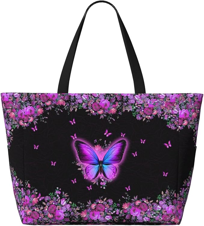 Large Beach Bag for Women Waterproof Foldable Travel Shoulder Tote Bag with Pocket for Weekender Pool Vacation