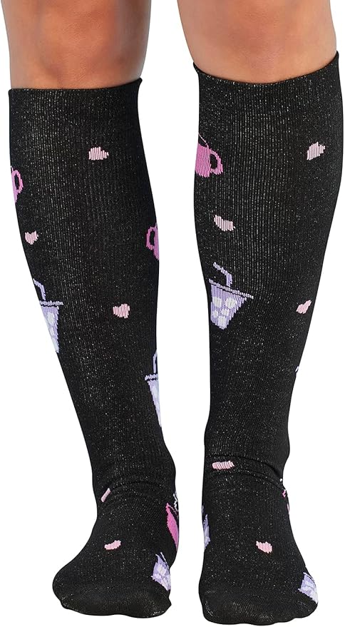 Cherokee Women's 10-15mmHg Compression Socks – Fun Print Knee Highs with Light Support, Soft Feel - PRINTSUPPORT