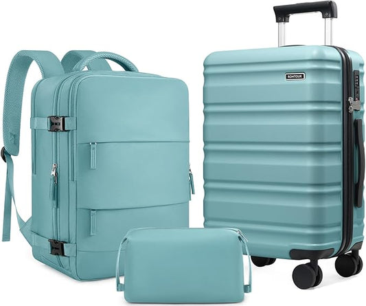 3 Piece Luggage Set 20 Inch Carry On Suitcase with Spinner Wheels, PC Hard Shell TSA Lock, Expandable & Fully Lined Interior, Airline Approved