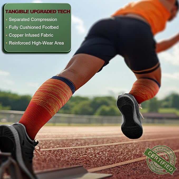 BULLIANT Men Compression Socks 3Pairs-Knee High Socks 15-20 Pressure Unise- Cushioned Sole Extra Wicking