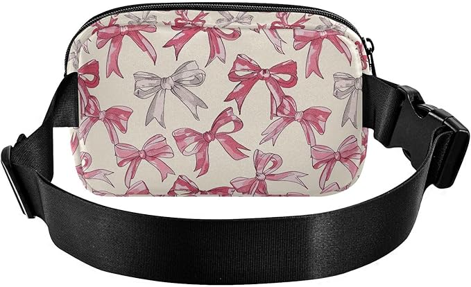 Cute Pink Bows Fanny Pack for Women Men Water Resistant Fashion Waist Packs with Adjustable Strap Belt Bag for Travel Workout Jogging Hiking 21220586