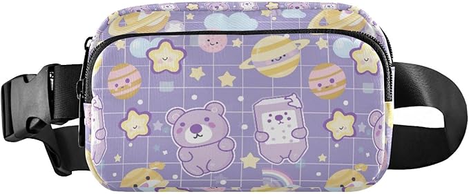 Kawaii Bear Milk Universe Fanny Pack for Women Men Water Resistant Fashion Waist Packs with Adjustable Strap Belt Bag for Travel Workout Jogging Hiking 21219114