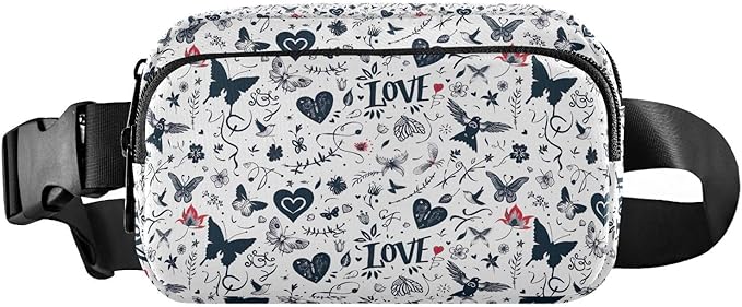 Pigeon Butterfly Heart Fanny Pack for Women Men Water Resistant Fashion Waist Packs with Adjustable Strap Belt Bag for Travel Workout Jogging Hiking 21220391