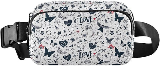 Pigeon Butterfly Heart Fanny Pack for Women Men Water Resistant Fashion Waist Packs with Adjustable Strap Belt Bag for Travel Workout Jogging Hiking 21220391