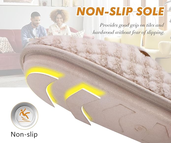COFACE Mens Cozy Memory Foam Scuff Slippers Casual Slip On Warm House Shoes Indoor/Outdoor Sandal Slippers With Arch Support Rubber Sole Size 7-15